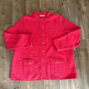 Isaac Mizrahi Live Jacket‎ Button Front 2XL Pink Coral Stitching Pockets